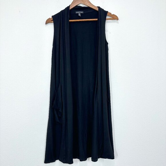Eileen Fisher Jackets & Blazers - Eileen Fisher Black Longline Vest Stretch Jersey Knit Lagenlook Casual Size XS